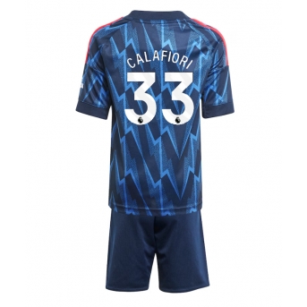 Billige Fotballdrakt Arsenal Riccardo Calafiori #33 Replika Bortedraktsett Barn 2025-26 Kortermet (med bukser)